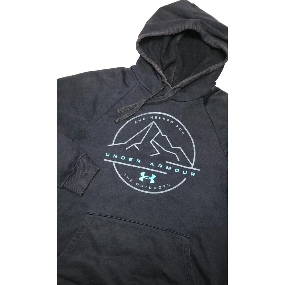 Under Armour‎ Rival Hoodie Men's S Mountain Key Black Sweatshirt Hiking GORP